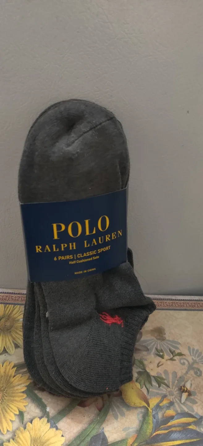 Polo Ralph Lauren Grey Socks, Size 6-12.5. 6 Pairs