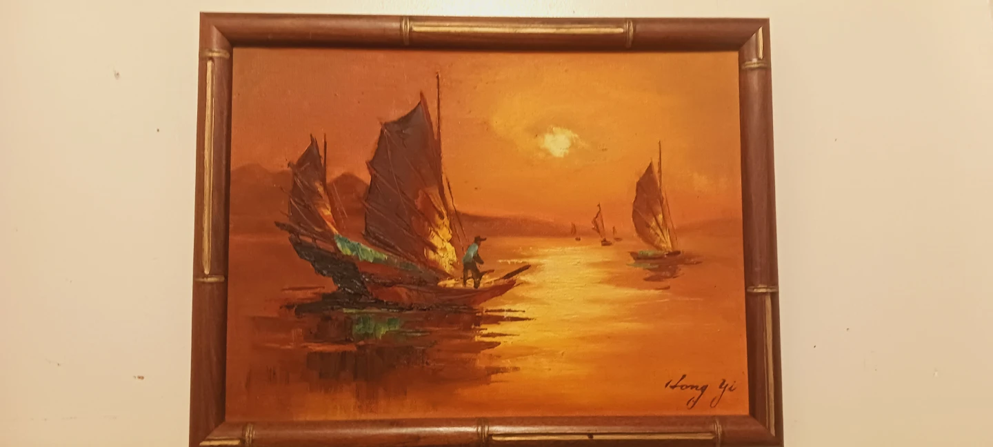 Authentic Signed Oil Painting Depicts Gorgeous Sunset at the Sea - photo 5