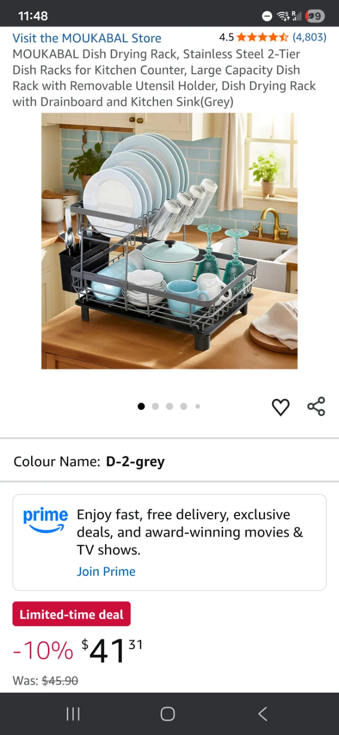 MOUKABAL Dish Drying Rack - Stainless Steel, Grey