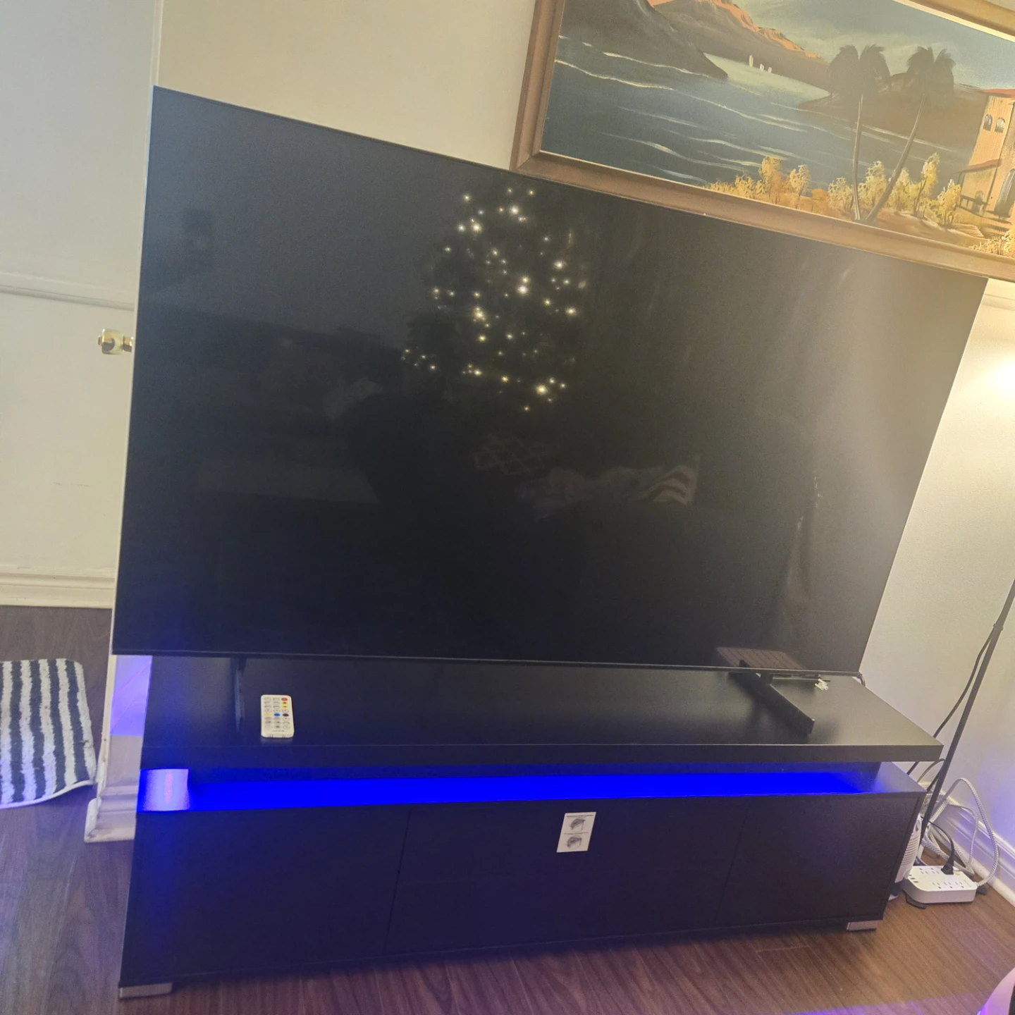 Rolanstar TV Stand with LED Lights - Black - photo 3