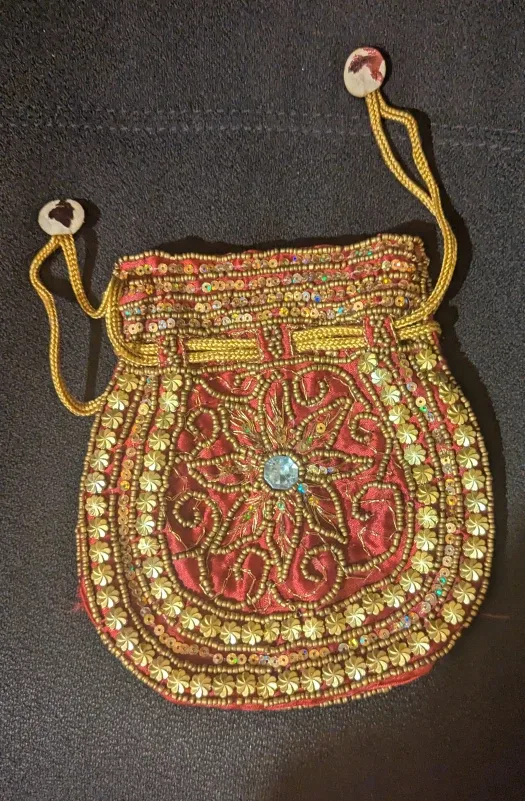 Red Beaded Drawstring Pouch image indicator(2)
