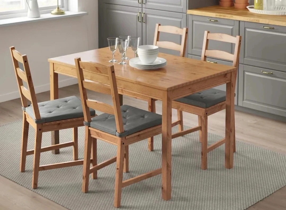 IKEA Solid Pine Dining Table & 4 Chairs