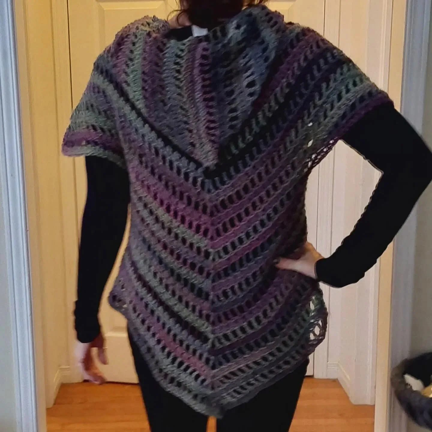 Handmade Crochet Poncho - Hooded image indicator(2)