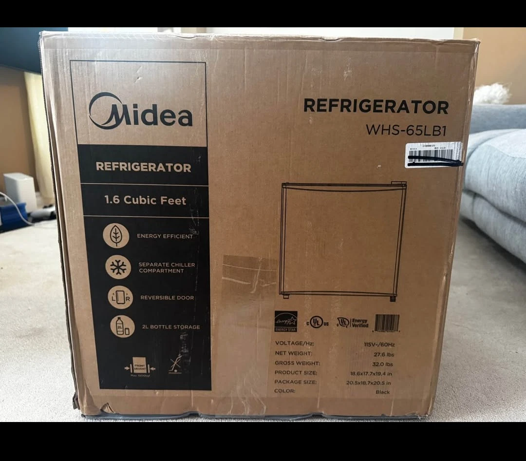 Midea 1.6 Cubic Feet Black Refrigerator - Like New! - photo 5