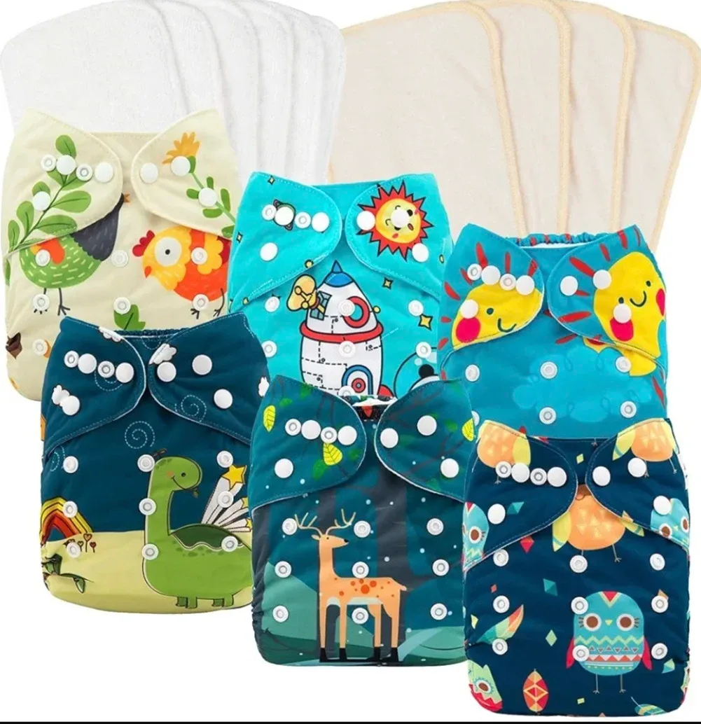 Babygoal Cloth Diapers with Inserts, Assorted Patterns