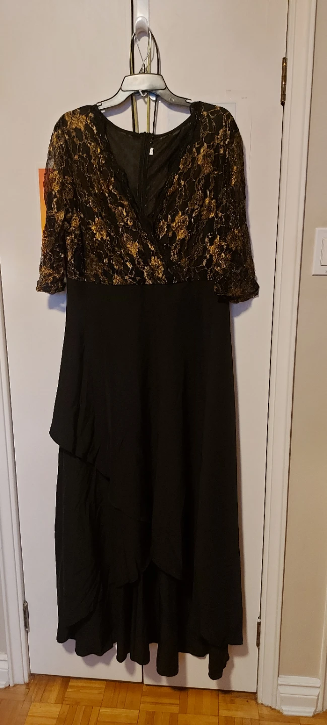 Black and Gold Lace evening,  party, wedding Dress