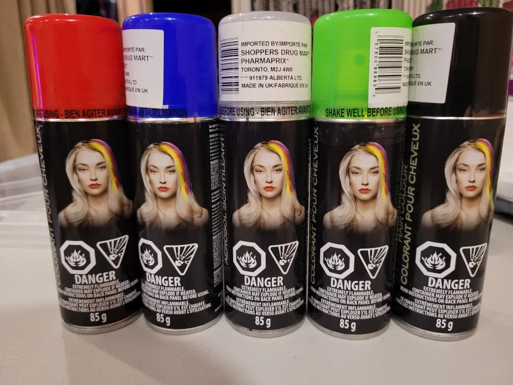 Hair Colour Spray - Red, Blue, Green, Black