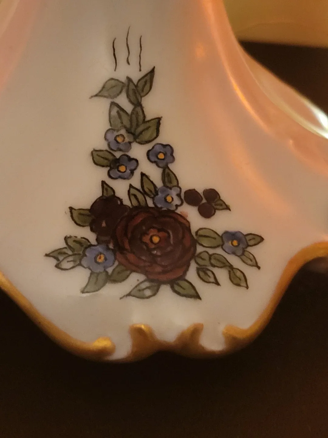 Antique Limoges Floral Porcelain Pedestal Bowl image indicator(3)