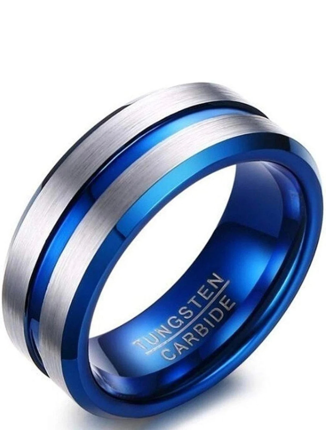 Tungsten Carbide Ring, Size 12, Blue & Silver (cash only) - photo 2