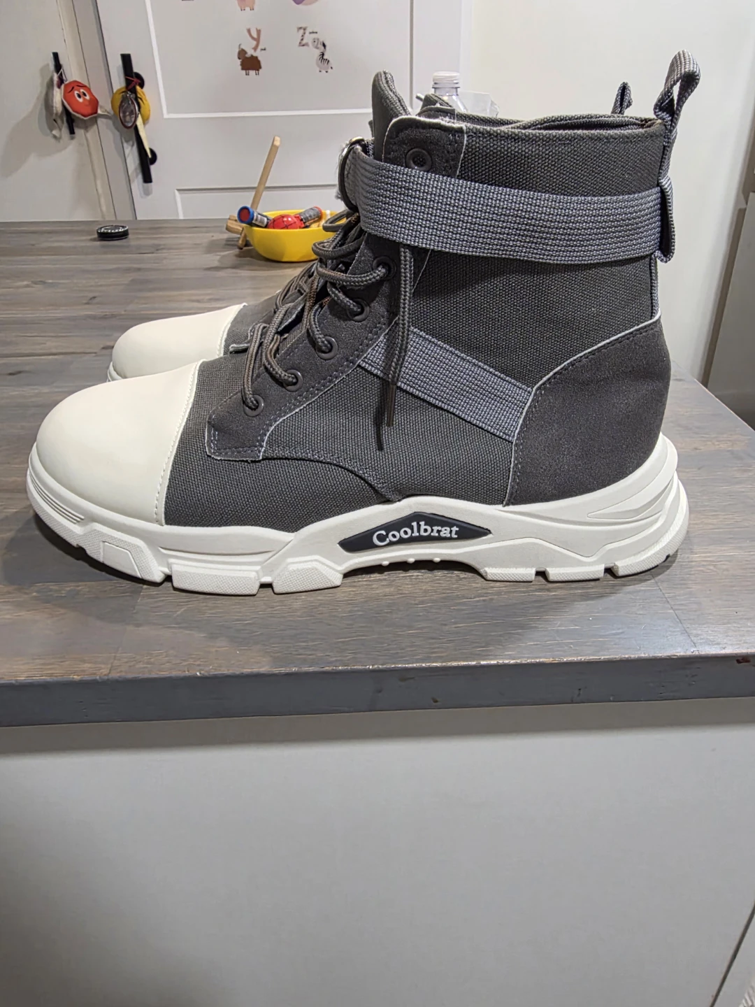 Coolbrat Grey & White high ankle Canvas shoes- Size 48 - photo 2