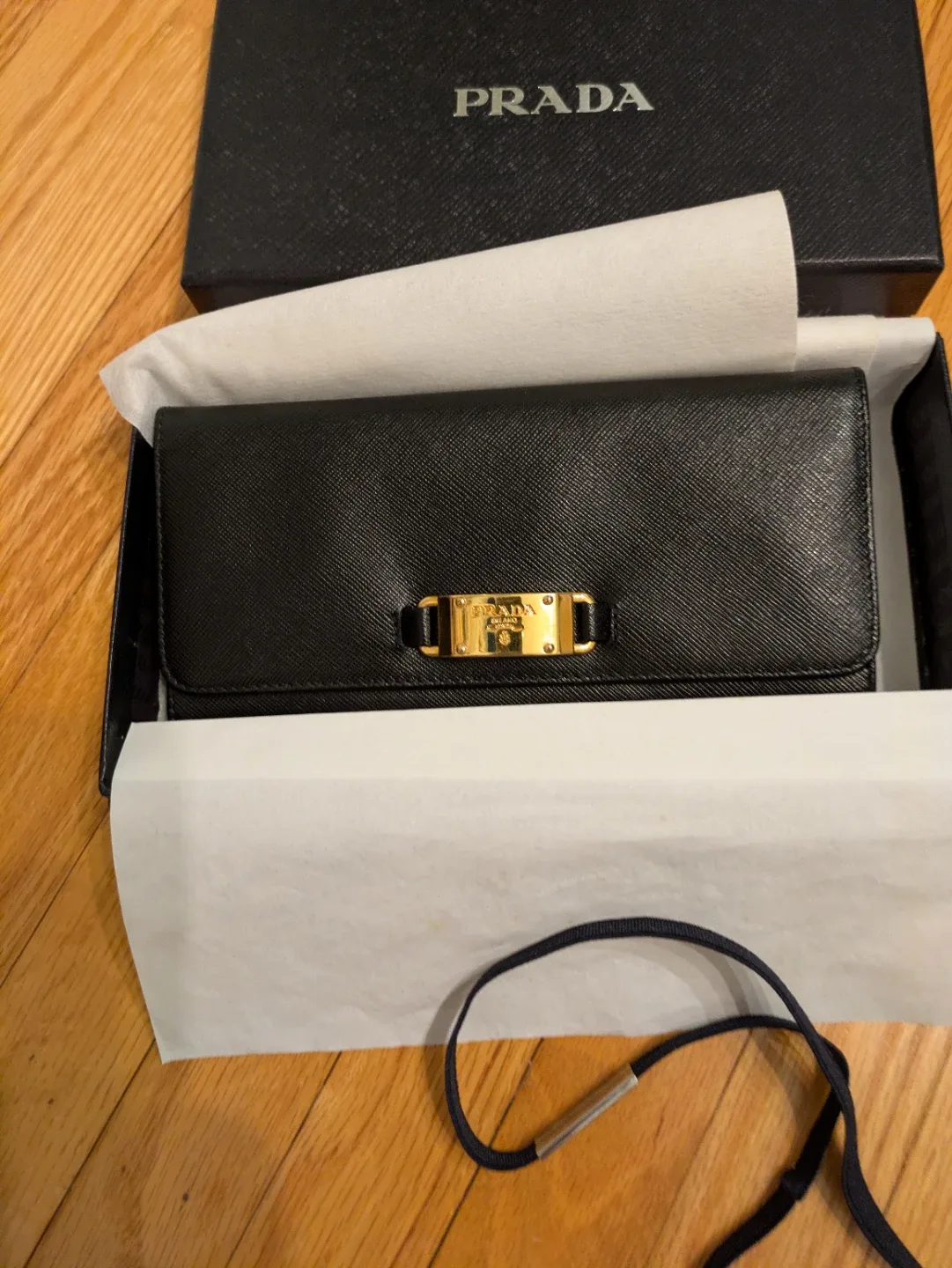 #cleanout# Brand new Prada Black Leather Wallet image indicator(5)