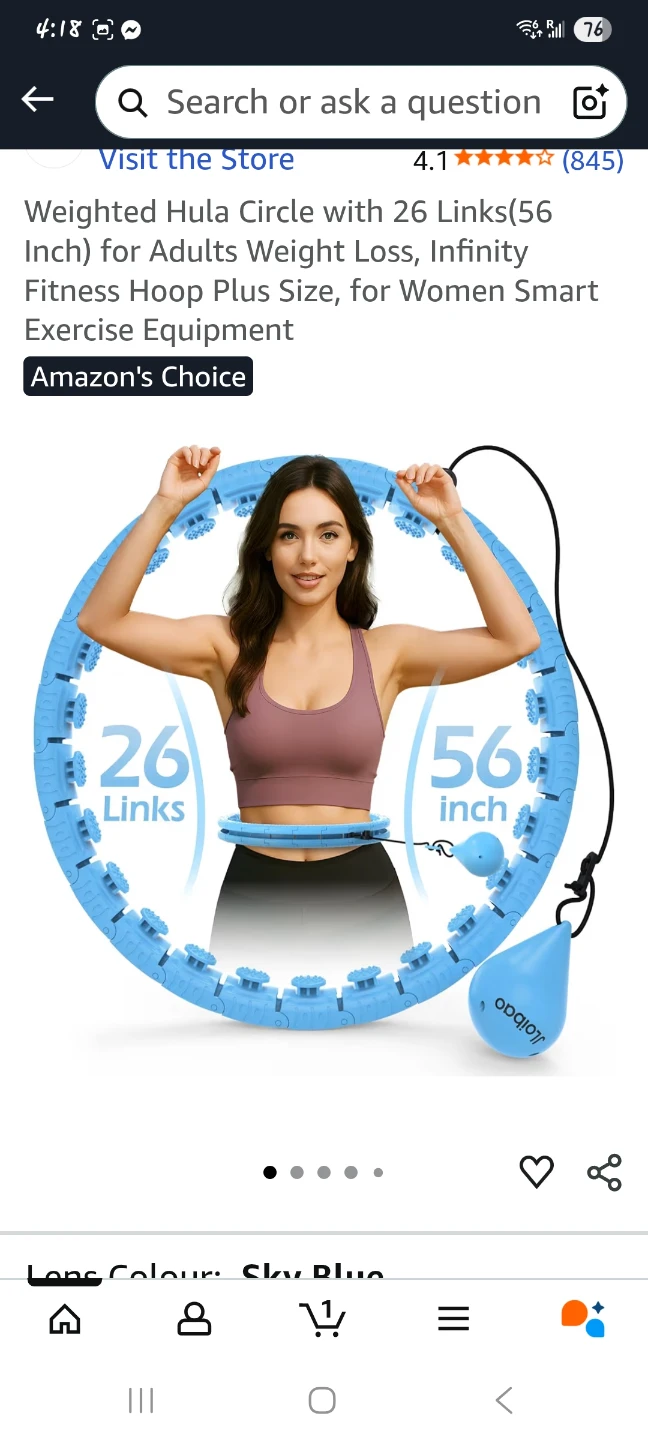 Aioibo Weighted Exercise Hoop - Sky Blue