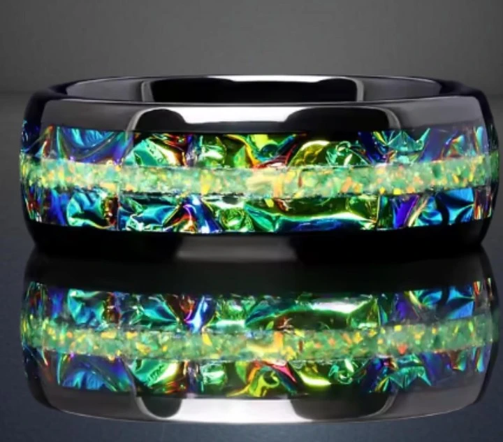Opal Tungsten Green Fire Handmade Rings - photo 2