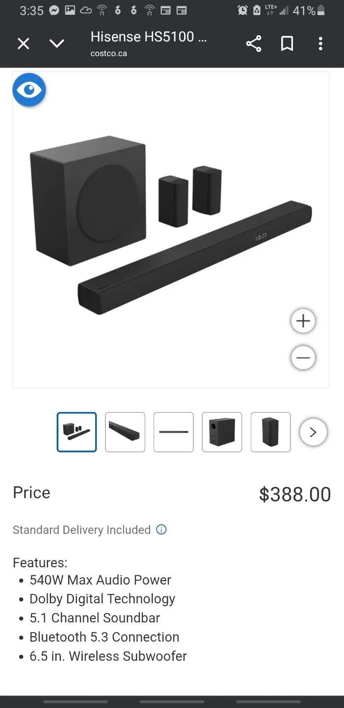 Hisense HS5100 5.1 Channel Soundbar with Subwoofer