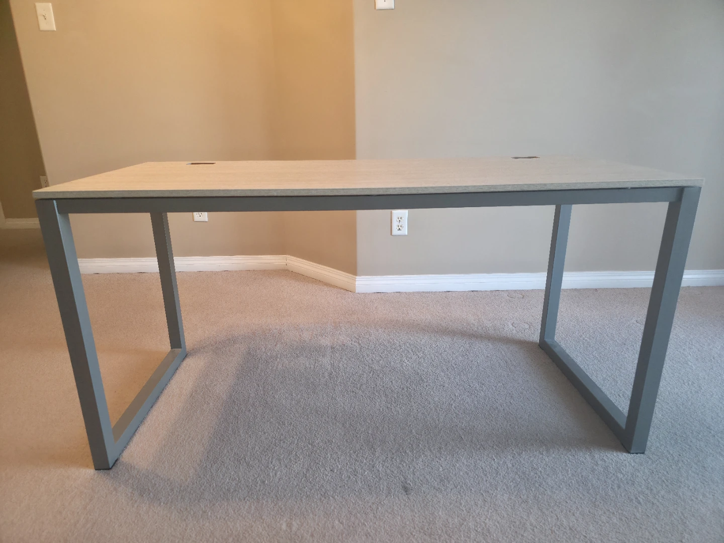 Modern Study/Work Desk - Light Wood Top, Grey Frame - photo 2