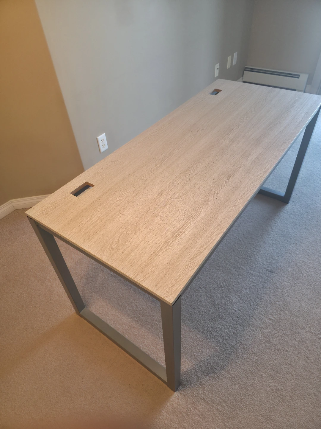 Modern Study/Work Desk - Light Wood Top, Grey Frame - photo 3