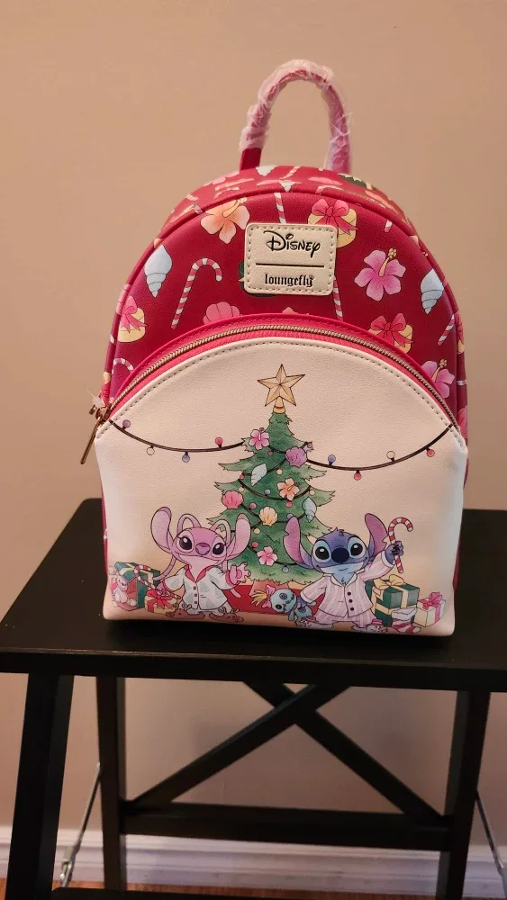 New Disney Loungefly Lilo & Stitch Christmas Mini Backpack