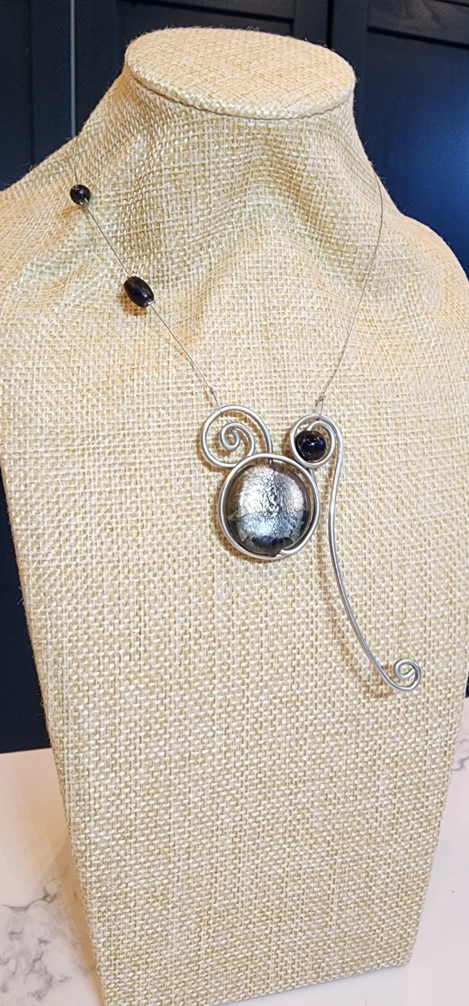 Handmade Silver Wire-Wrapped Pendant Necklace - photo 2