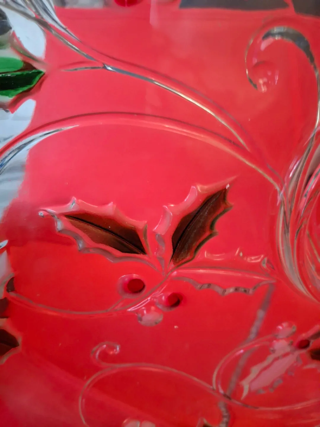 Mikasa Christmas Holly Glass Servin8g Platter image indicator(5)
