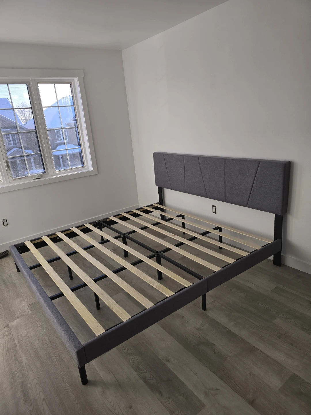 Grey Fabric Bed Frame King