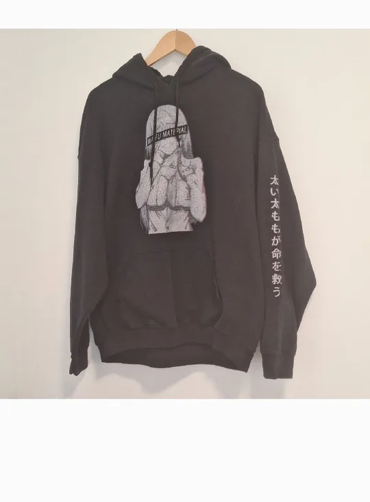 Gildan XL Black Anime Graphic Hoodie