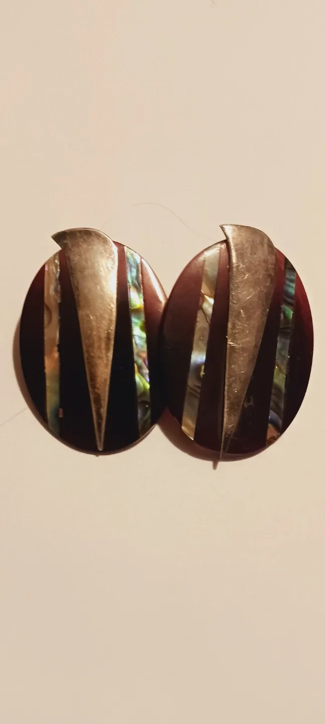 Sterling Silver 925 Tortoiseshell & Abalone Earrings