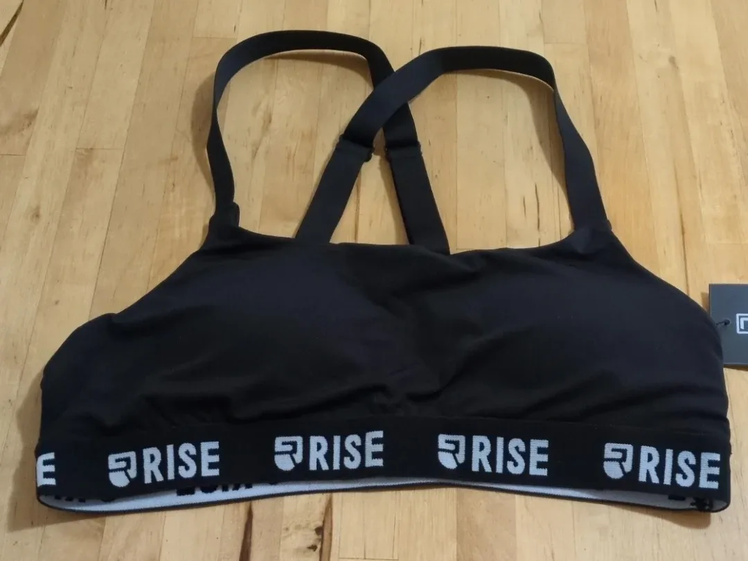 Rise Black Sports Bra - Size Large