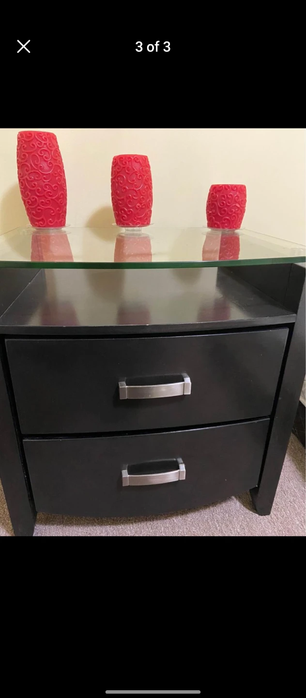 Black Dresser with Mirror & Nightstands - photo 2