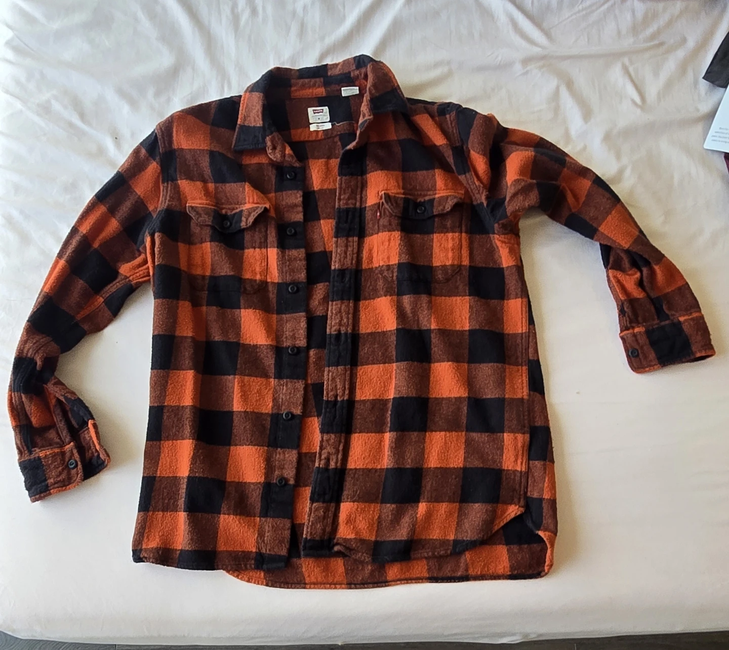 Levi's Orange & Black Plaid Flannel Shirt