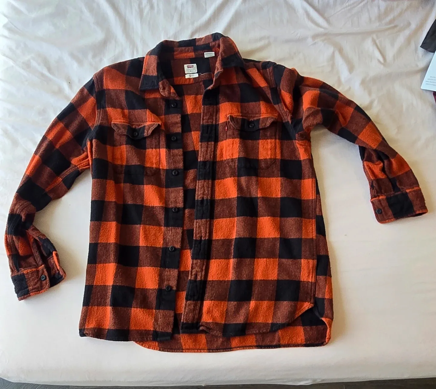 Levi's Orange & Black Plaid Flannel Shirt