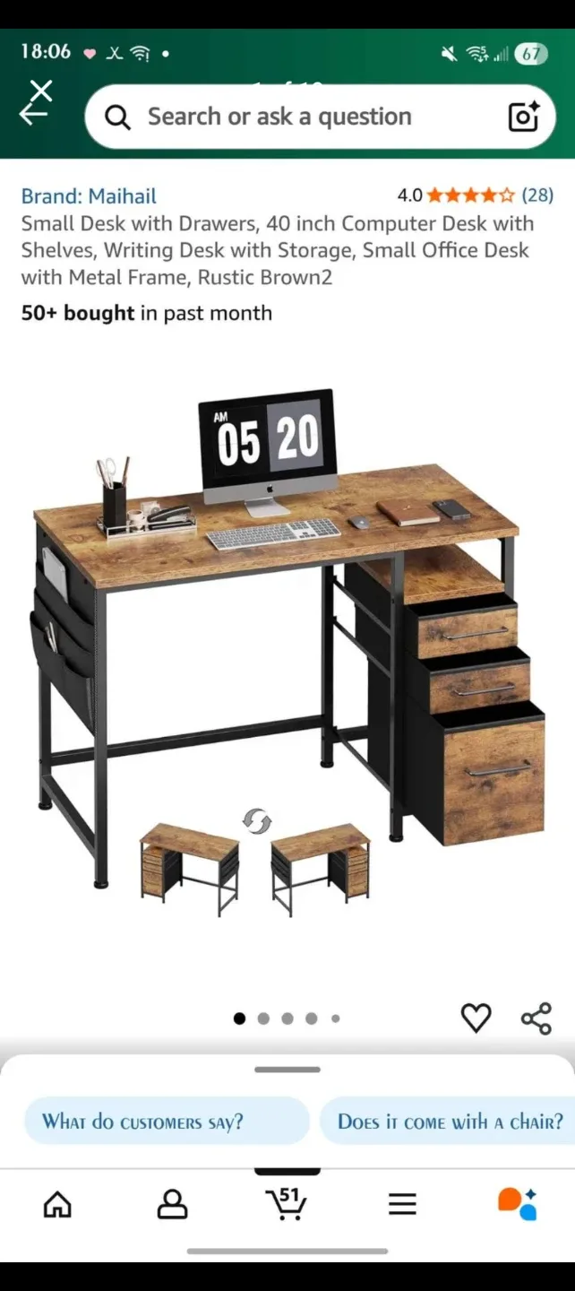 Maihail 40-inch Computer Desk with Drawers - Rustic Brown