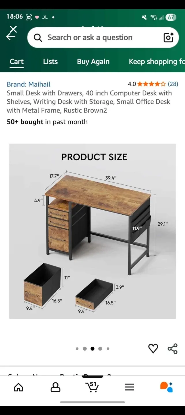 Maihail 40-inch Computer Desk with Drawers - Rustic Brown image indicator(2)