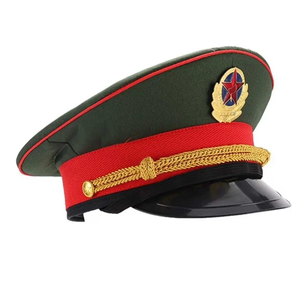Military Hat - Green w/ Red & Gold Trim