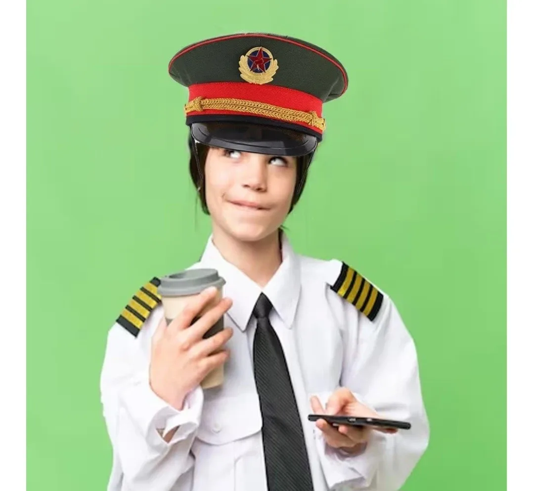 Military Hat - Green w/ Red & Gold Trim image indicator(2)