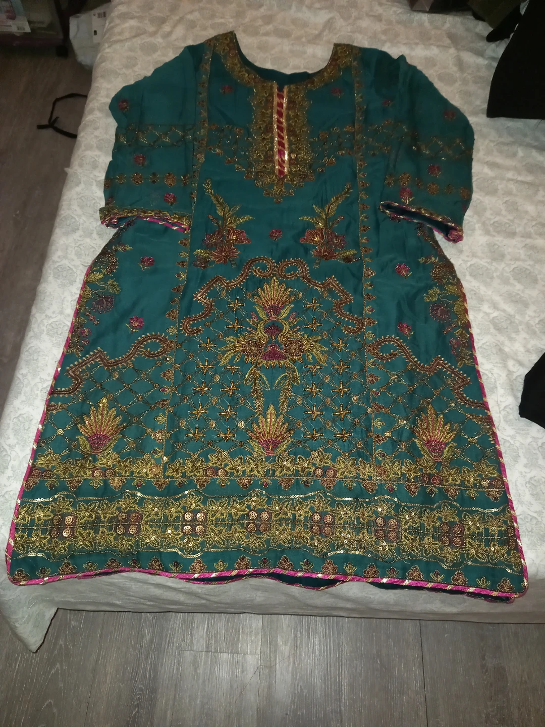 Teal Embroidered Shalwar Kameez