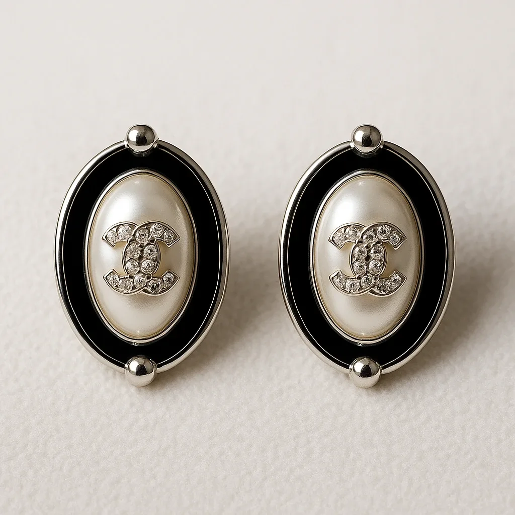 Chanel Oval Pearl Earrings