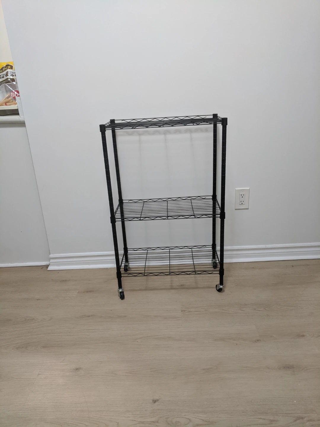 Black 3-Tier Rolling Shelving Unit