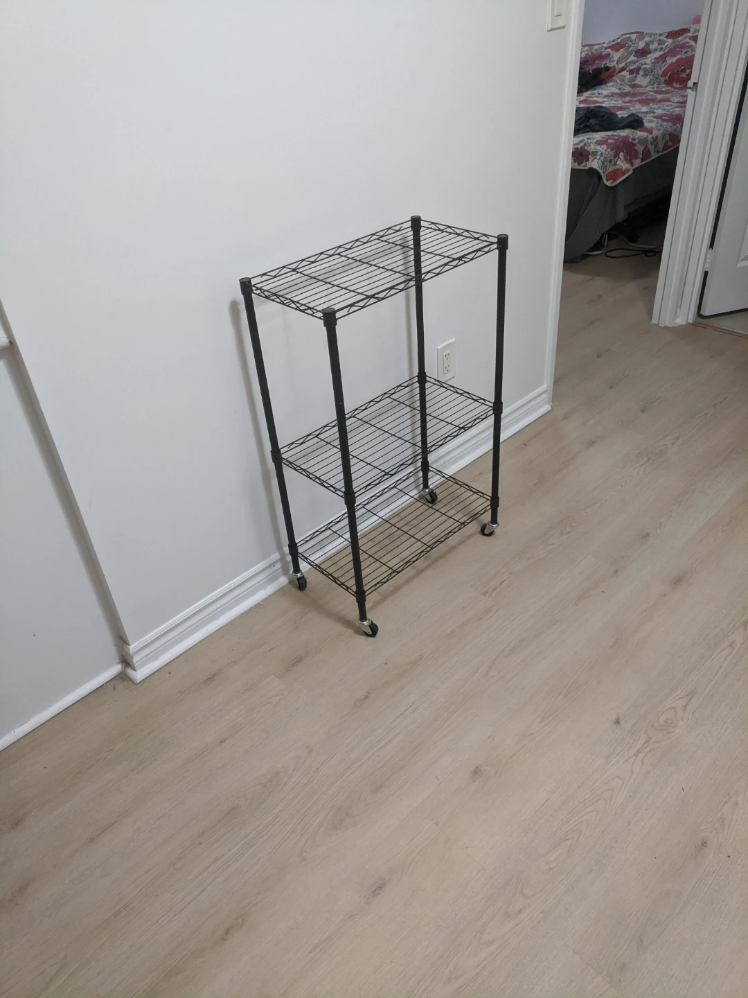 Black 3-Tier Rolling Shelving Unit - photo 3