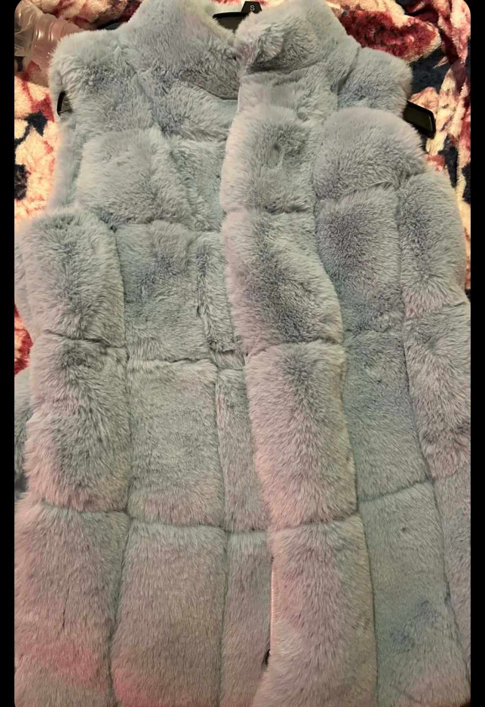 EcoFaux Faux Fur Vest - Light Blue, Size M