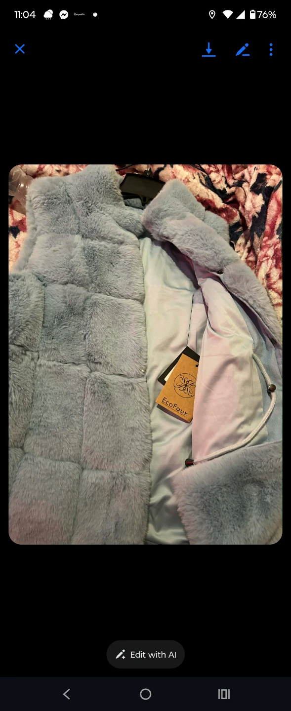 EcoFaux Faux Fur Vest - Light Blue, Size M - photo 2