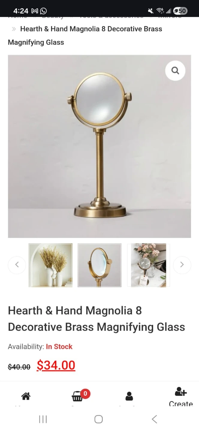 Hearth & Hand Magnolia Brass Magnifying Glass