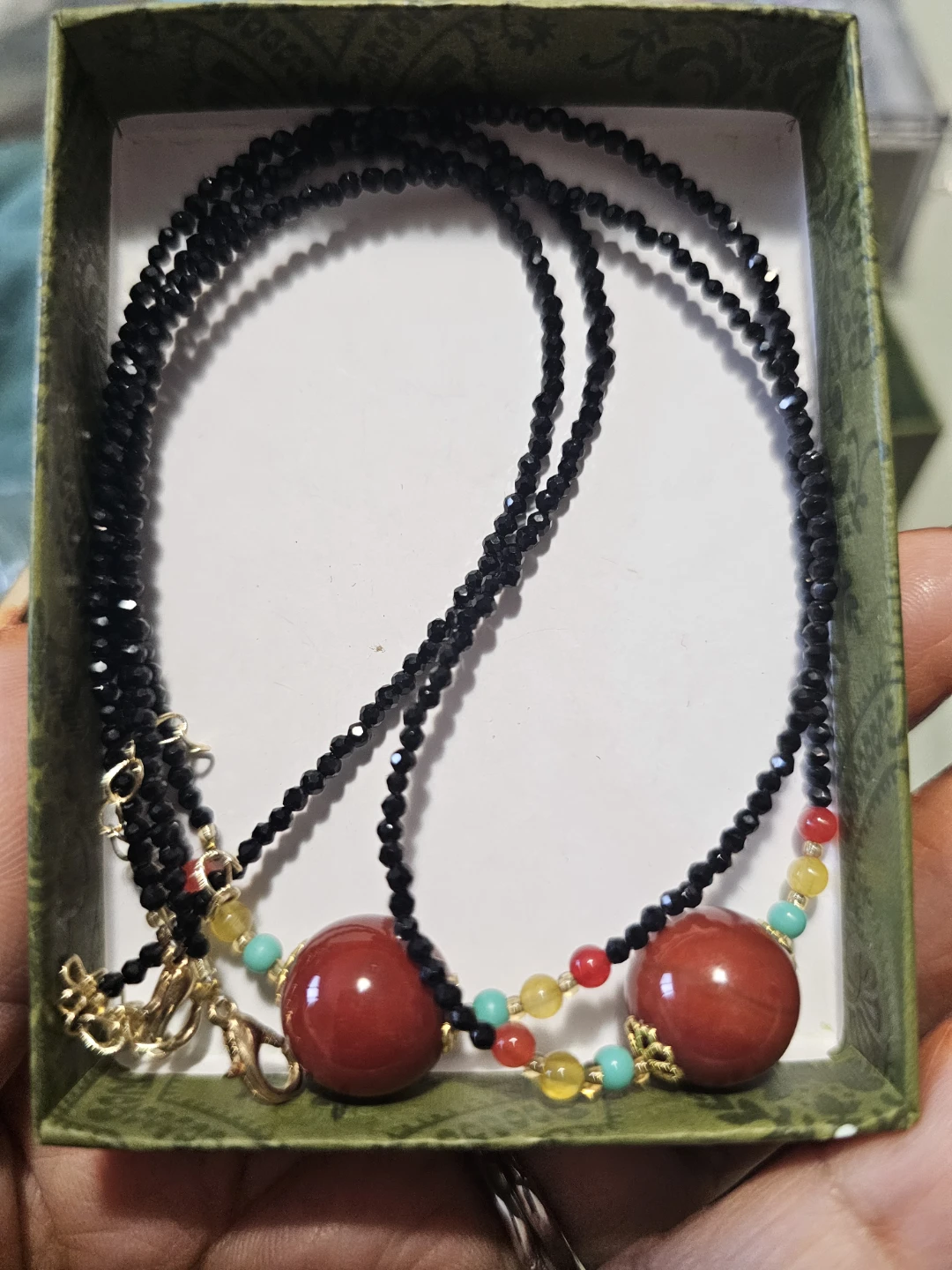 Handmade carnelian and amazonite Necklace,Car