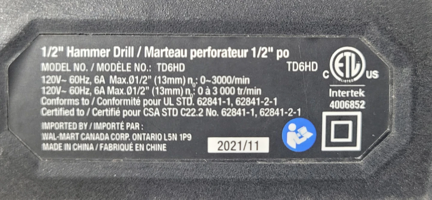 Hyper Tough 6AMP Corded Hammer Drill - Model TD6HD - photo 4