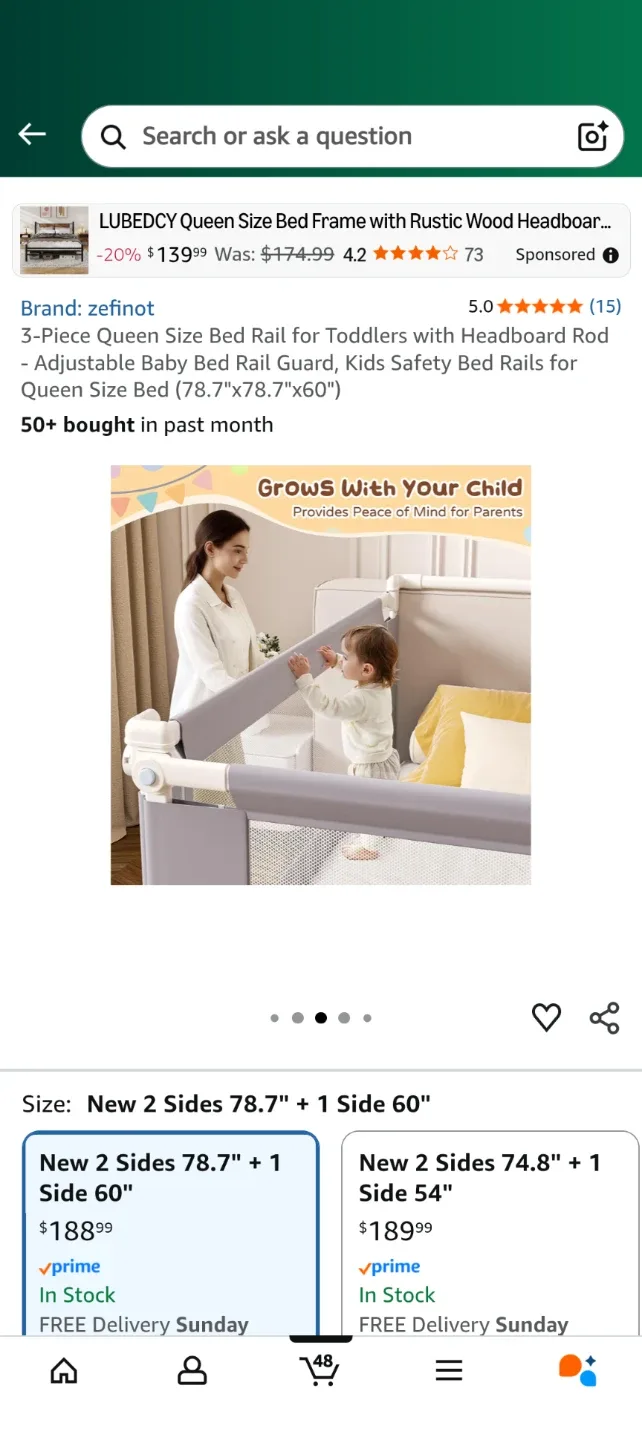 Zefinot 3-Piece Baby Bed Rail Guard - Queen Size image indicator(3)