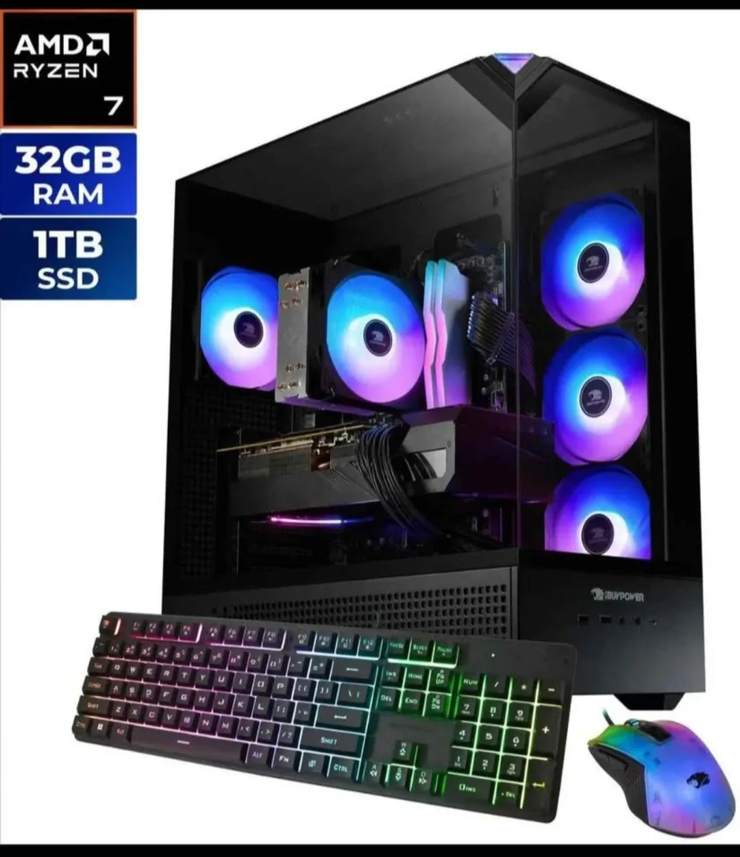 iBUYPOWER Ryzen 7 Gaming PC - 32GB RAM, 1TB SSD