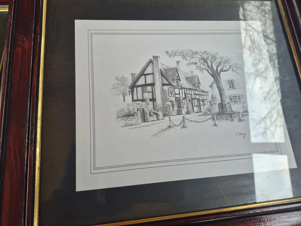 Framed House Sketch Art - Set of 2