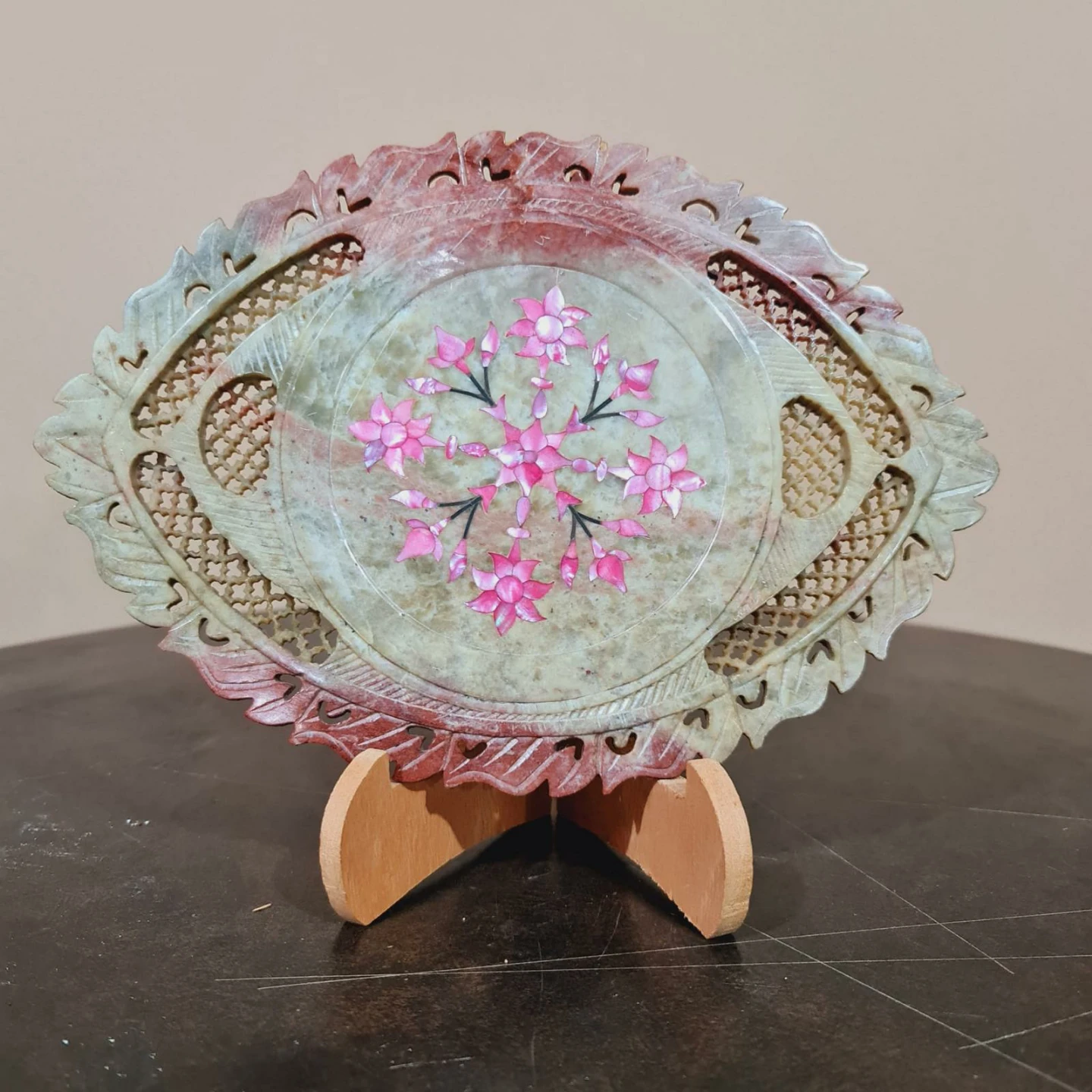 Decorative Stone Plate with Floral Design