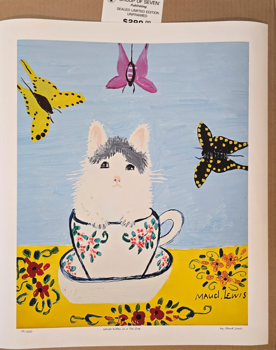 Kitten in the cup by Maud Lewis lithograph - photo 2