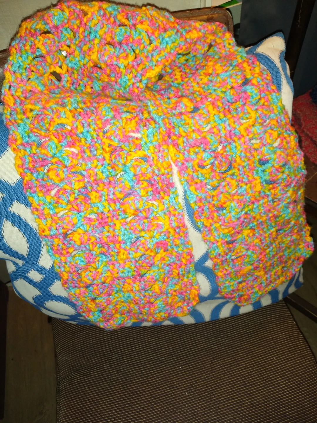 Beautiful hand knit colorful scarf