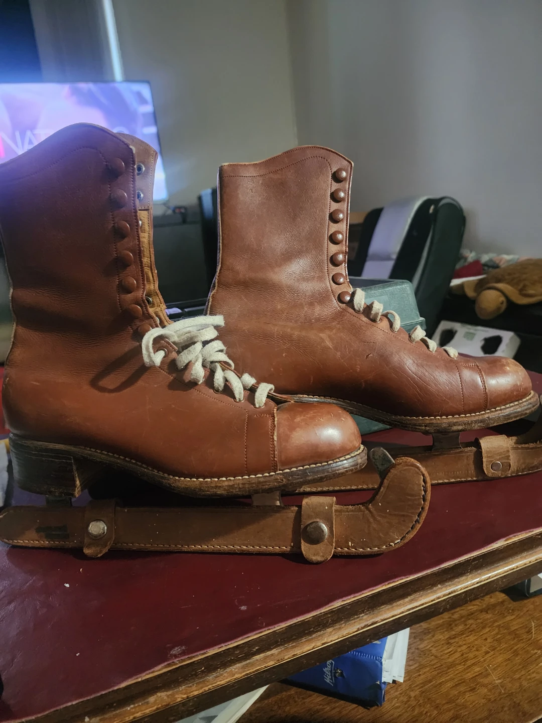 Vintage Fritsch Schrannk Leather Ice Skates - Size 4 1/2E - photo 2